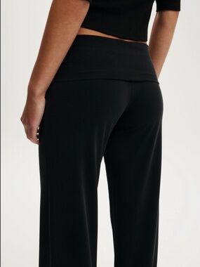 Free Haven Black Wide Leg Yoga Pants Women’s XL Foldover Waist NWT Cotton
